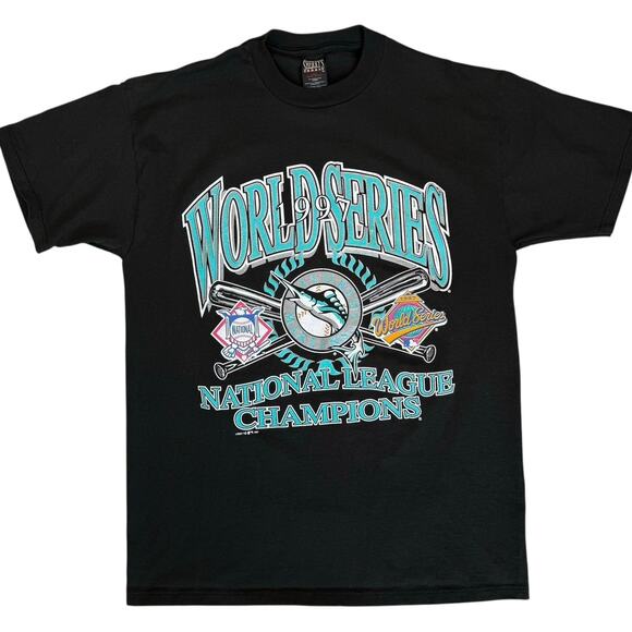Vintage 1997 Florida Marlins World Series Champions T-Shirt Men L Black Tee MINT - Picture 1 of 10